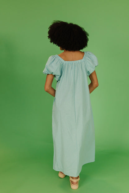 THE COLLINS GINGHAM DRESS IN TURQUOISE