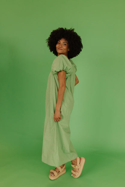 THE COLLINS GINGHAM DRESS IN GREEN APPLE