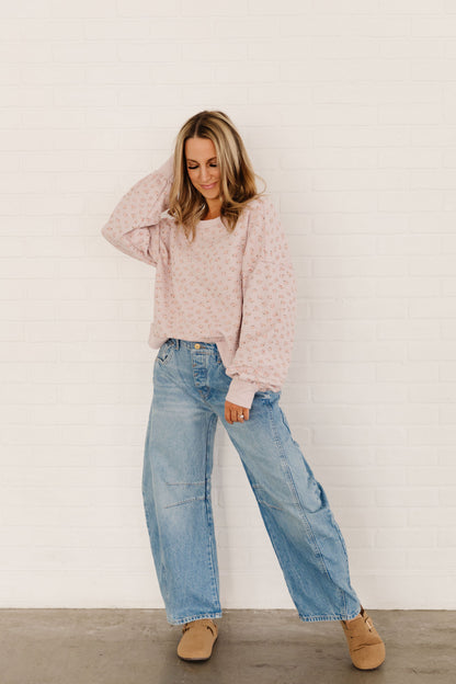 THE EDITH FLORAL PRINT LONG SLEEVE IN BLUSH