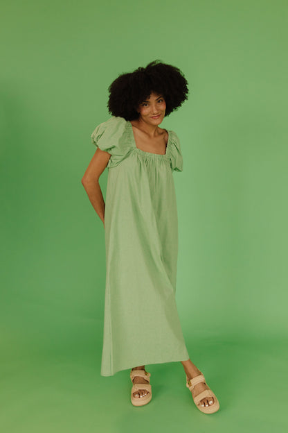 THE COLLINS GINGHAM DRESS IN GREEN APPLE