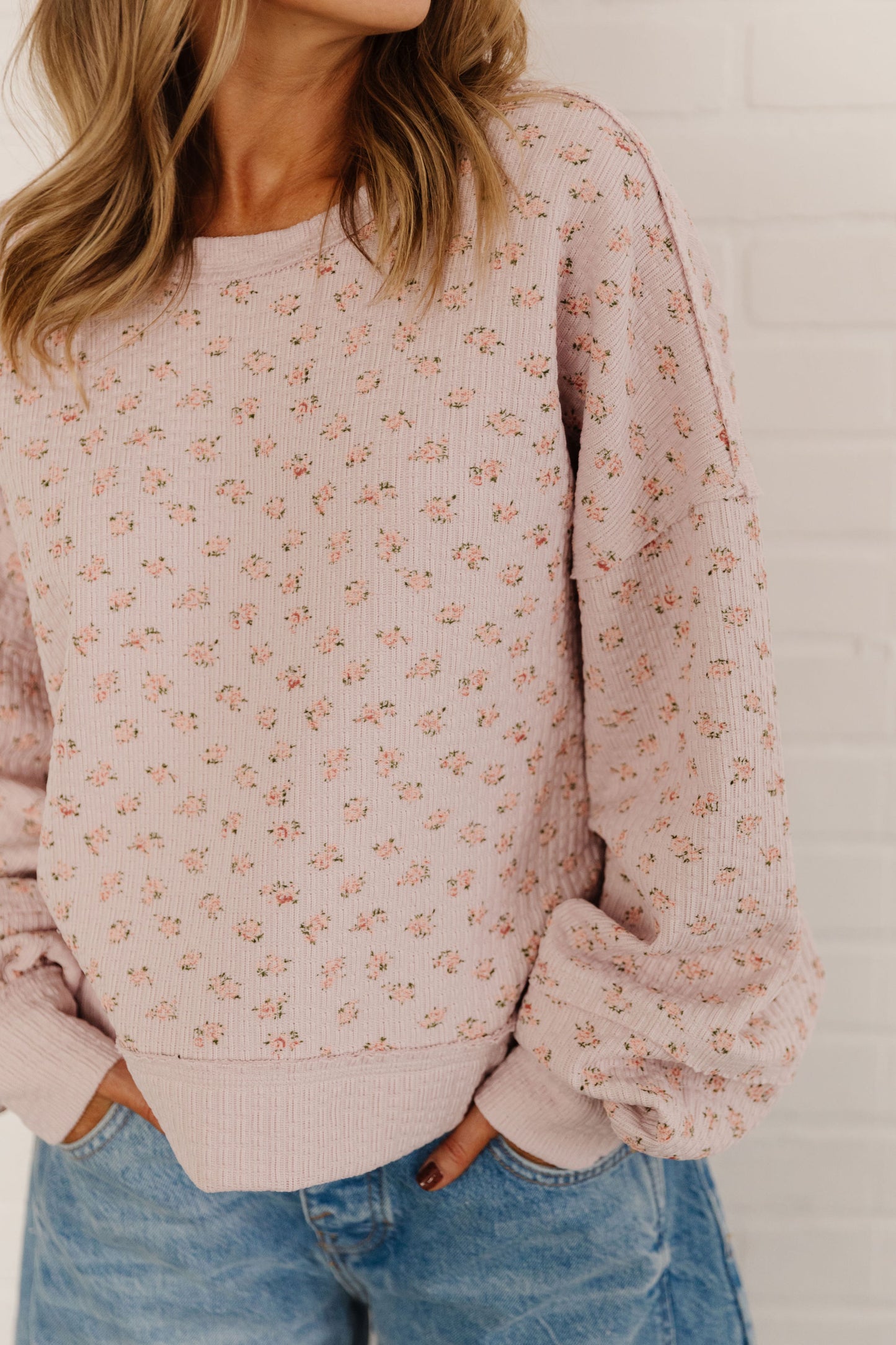 THE EDITH FLORAL PRINT LONG SLEEVE IN BLUSH