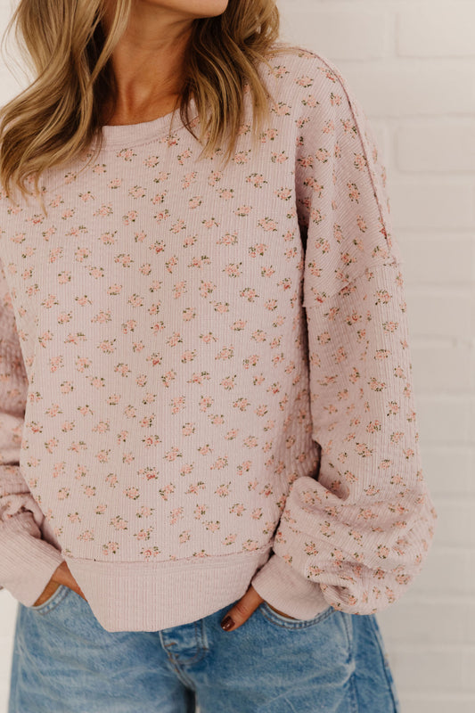 THE EDITH FLORAL PRINT LONG SLEEVE IN BLUSH