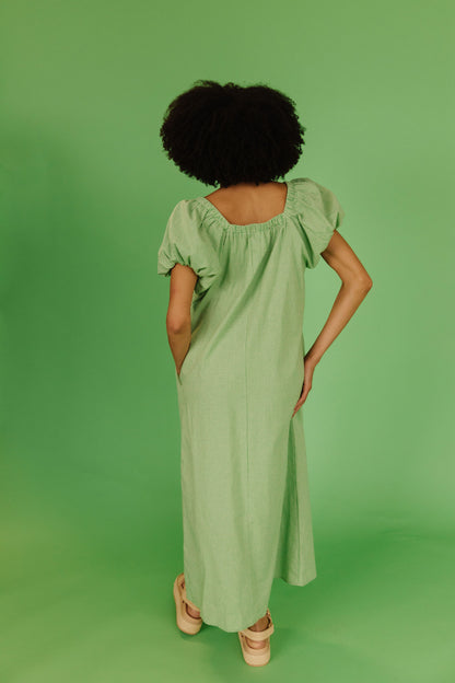 THE COLLINS GINGHAM DRESS IN GREEN APPLE