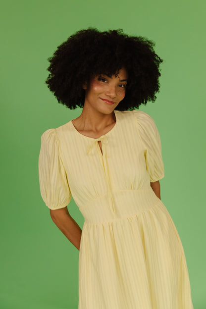 THE SAMIRA JACQUARD DRESS IN LEMON MERINGUE