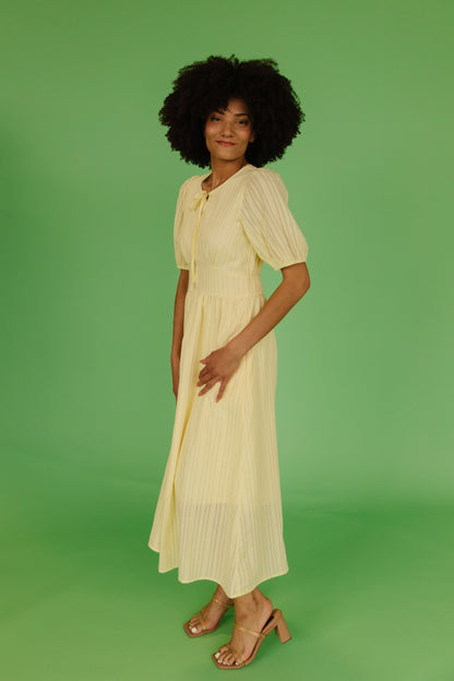 THE SAMIRA JACQUARD DRESS IN LEMON MERINGUE