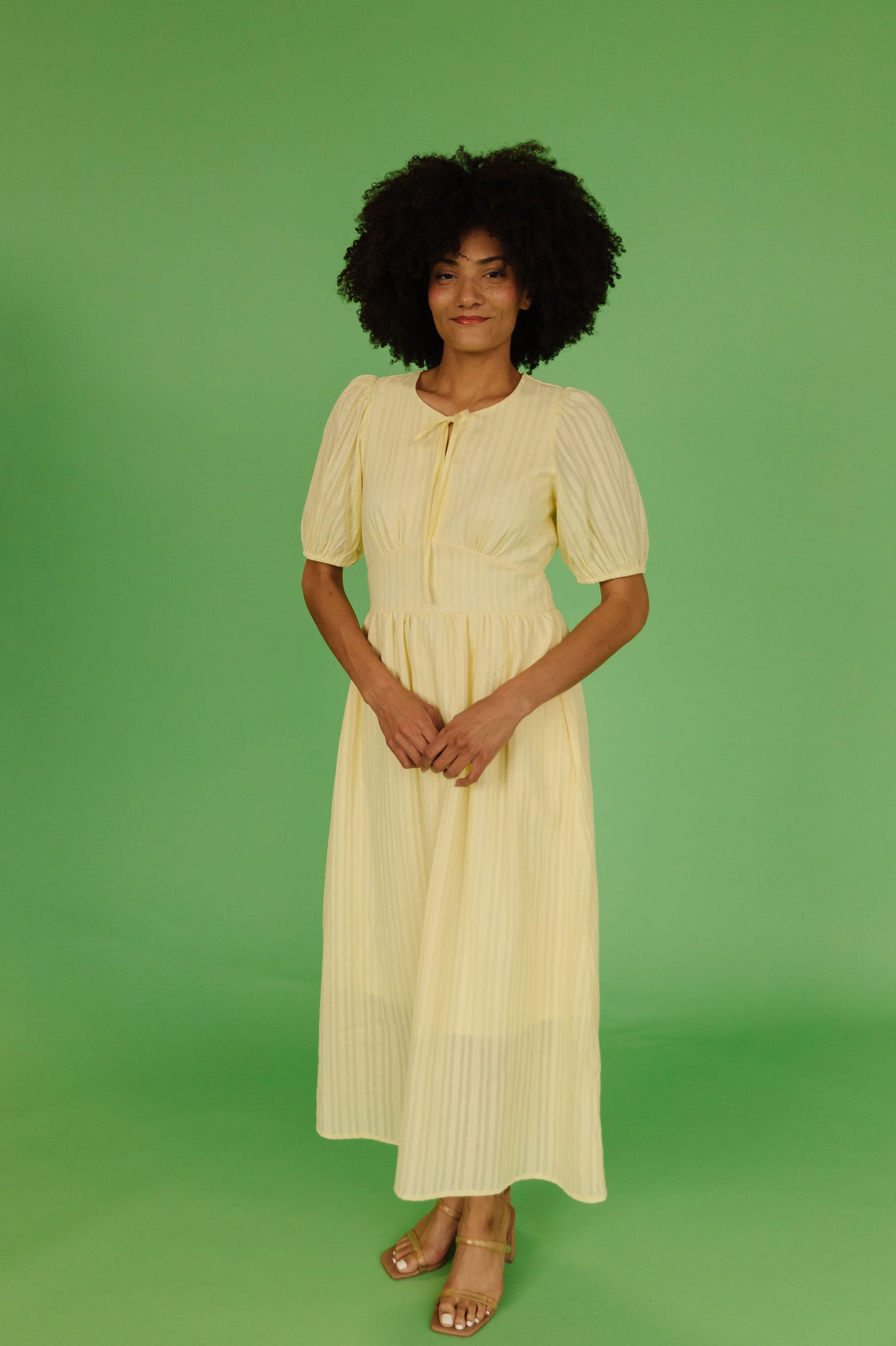 THE SAMIRA JACQUARD DRESS IN LEMON MERINGUE