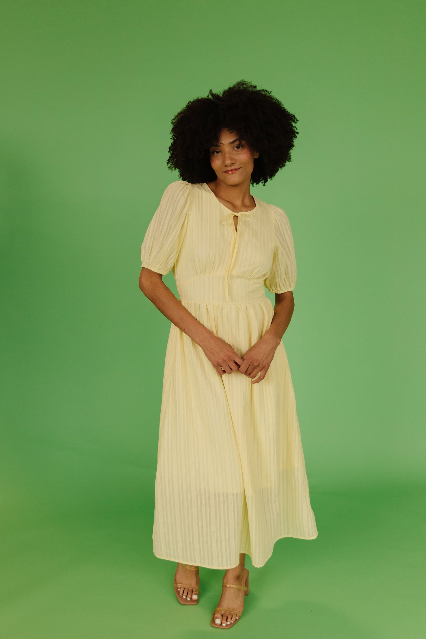 THE SAMIRA JACQUARD DRESS IN LEMON MERINGUE