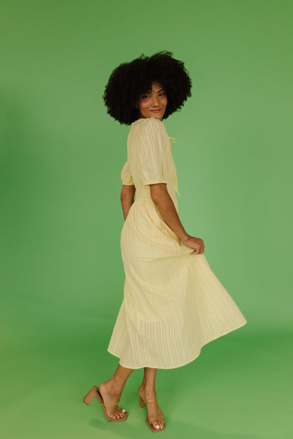 THE SAMIRA JACQUARD DRESS IN LEMON MERINGUE