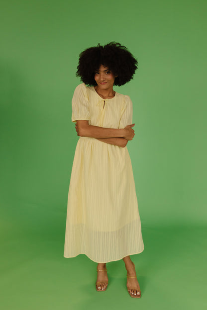 THE SAMIRA JACQUARD DRESS IN LEMON MERINGUE