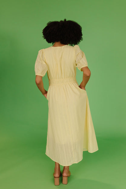 THE SAMIRA JACQUARD DRESS IN LEMON MERINGUE