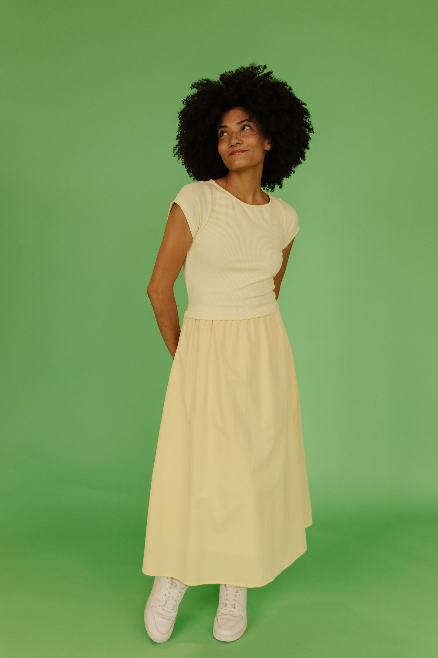 THE ANNA LYNN MIDI DRESS IN BANANA CREAM