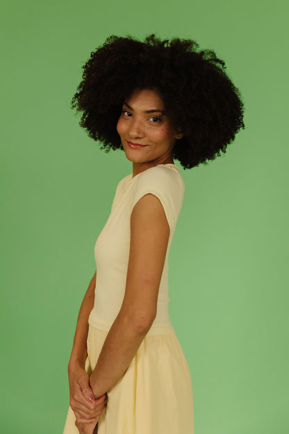 THE ANNA LYNN MIDI DRESS IN BANANA CREAM