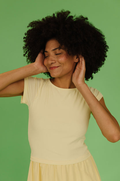 THE ANNA LYNN MIDI DRESS IN BANANA CREAM