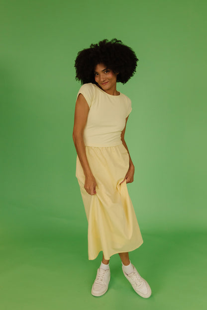 THE ANNA LYNN MIDI DRESS IN BANANA CREAM