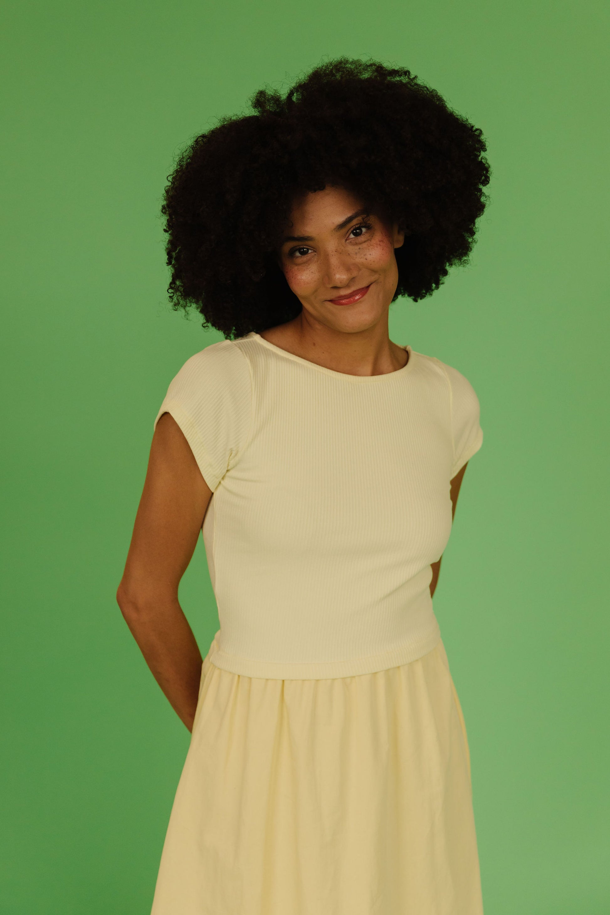 anna cream dress THE ANNA LYNN MIDI DRESS IN BANANA CREAM Medium