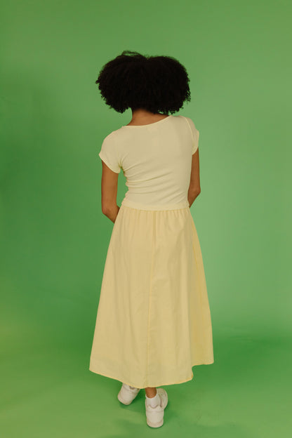 THE ANNA LYNN MIDI DRESS IN BANANA CREAM