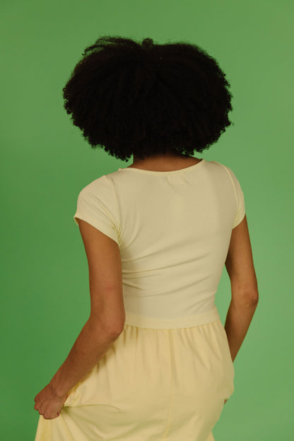 THE ANNA LYNN MIDI DRESS IN BANANA CREAM