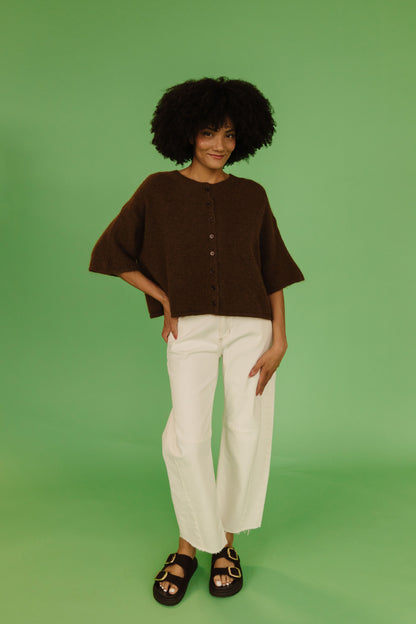 THE KATELYNN KNIT CARDIGAN IN BROWN