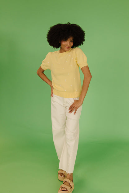 THE PEYTON POLKA DOT SWEATER IN YELLOW