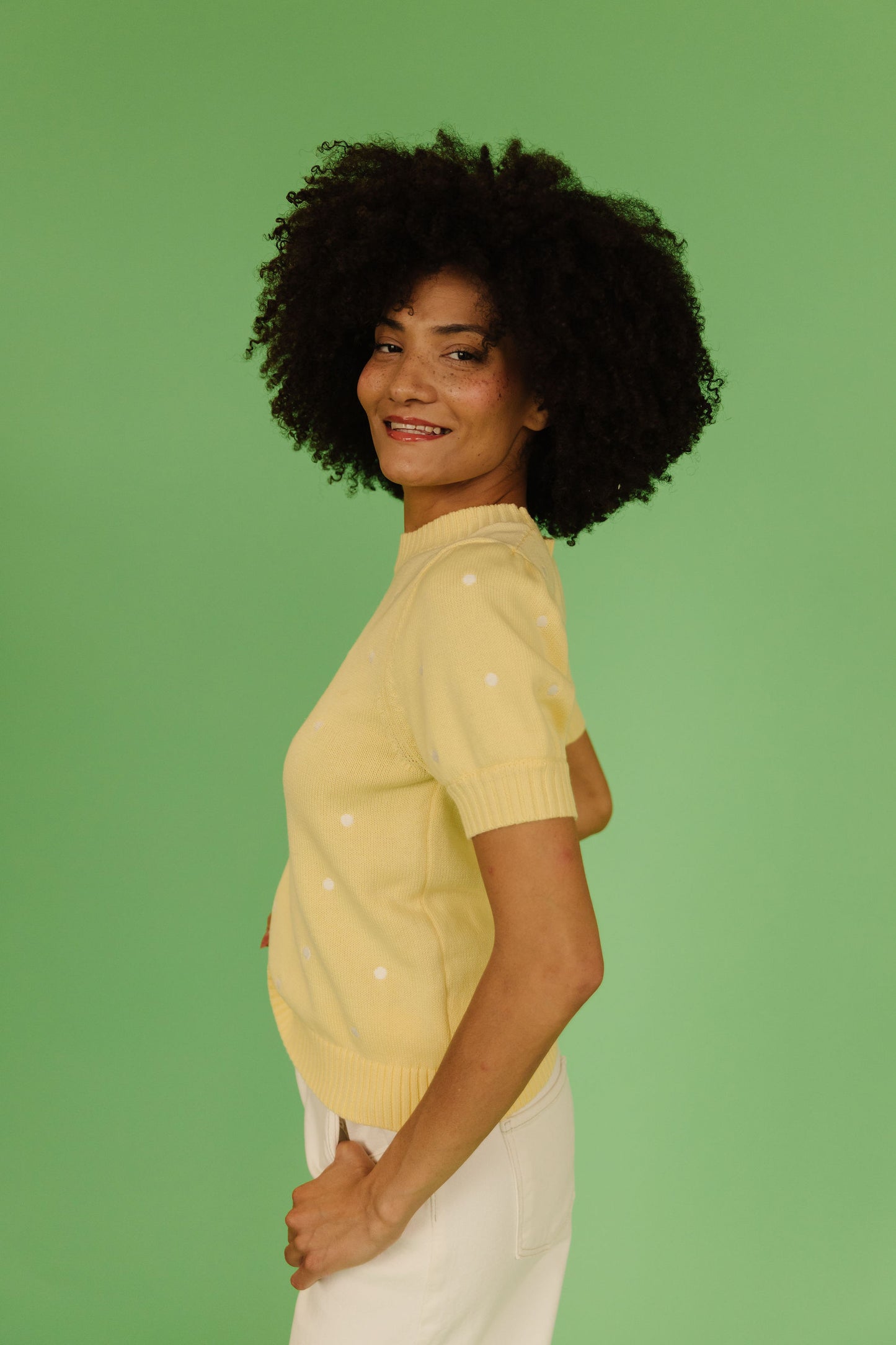 THE PEYTON POLKA DOT SWEATER IN YELLOW