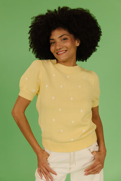 THE PEYTON POLKA DOT SWEATER IN YELLOW