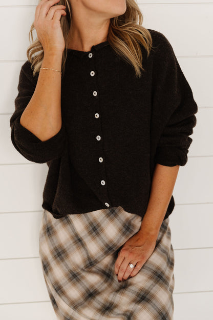 THE CAMPBELL CARDIGAN IN CHOCOLATE