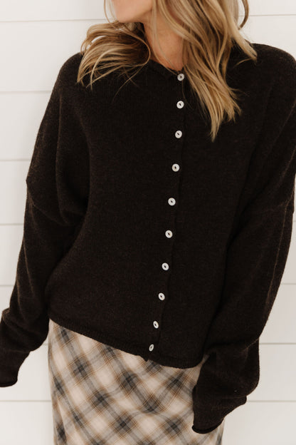 THE CAMPBELL CARDIGAN IN CHOCOLATE