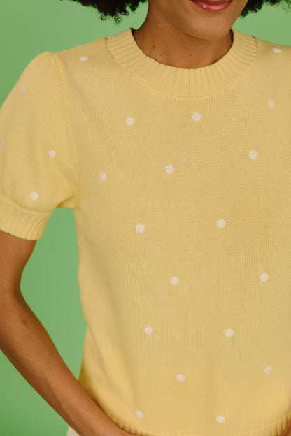 THE PEYTON POLKA DOT SWEATER IN YELLOW