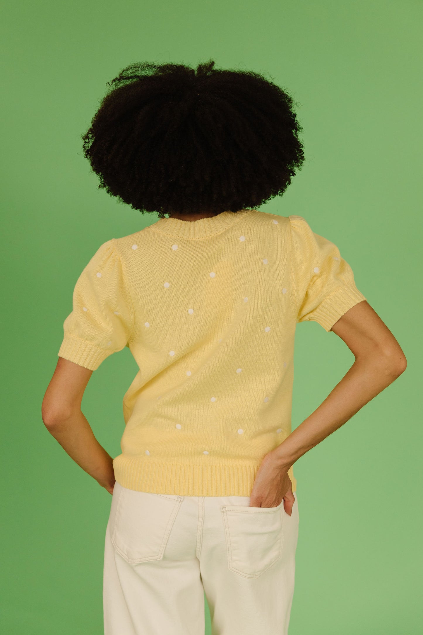 THE PEYTON POLKA DOT SWEATER IN YELLOW