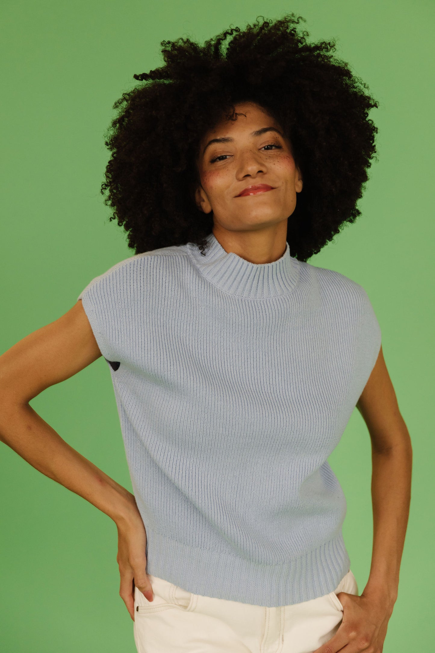 THE EMMA MOCK NECK SWEATER IN BLUE