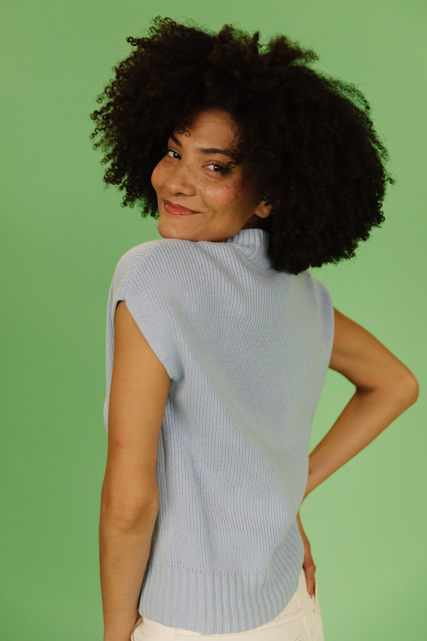 THE EMMA MOCK NECK SWEATER IN BLUE