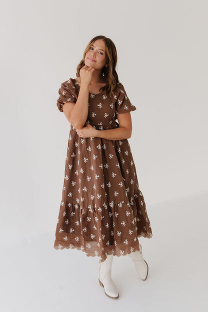 THE ANGIE FLORAL DRESS IN BROWN