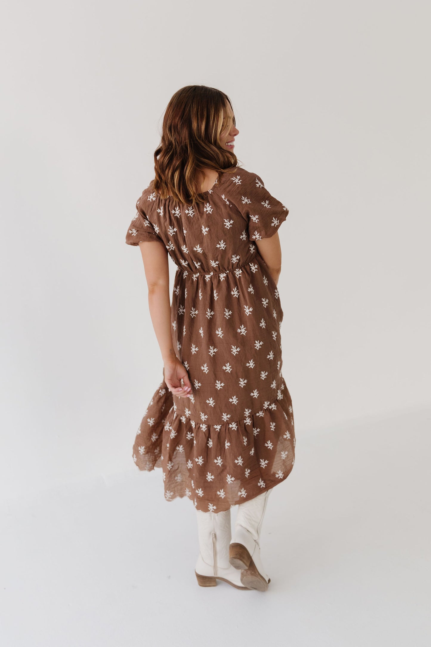 THE ANGIE FLORAL DRESS IN BROWN