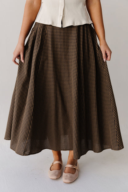 THE CHRISTINE GINGHAM MAXI SKIRT IN NAVY