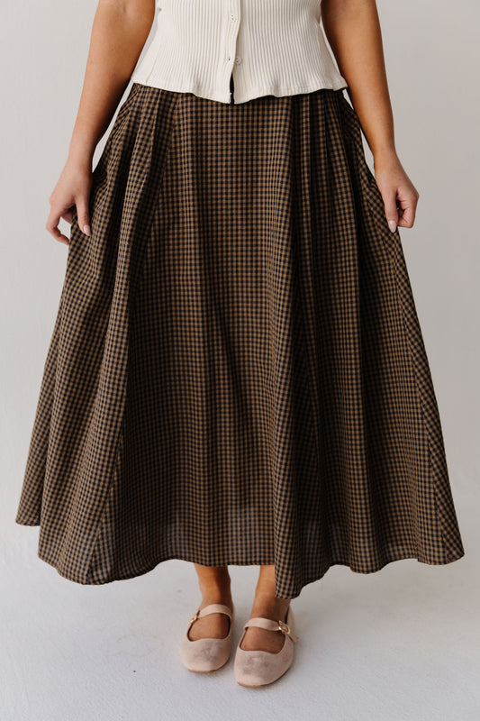 THE CHRISTINE GINGHAM MAXI SKIRT IN NAVY