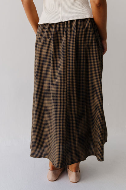THE CHRISTINE GINGHAM MAXI SKIRT IN NAVY