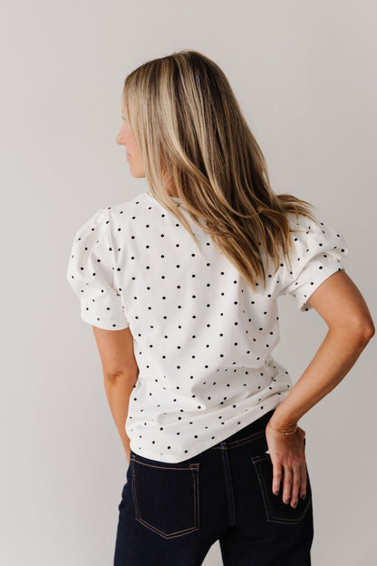 THE MARCI POLKA DOT PUFF SLEEVE IN WHITE