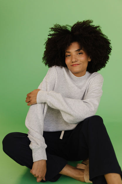 THE PARKER OVERSIZED MOCKNECK SWEATSHIRT IN GREY