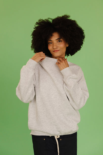 THE PARKER OVERSIZED MOCKNECK SWEATSHIRT IN GREY