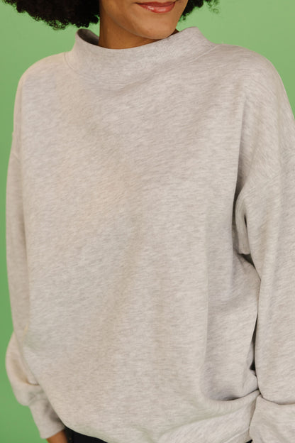 THE PARKER OVERSIZED MOCKNECK SWEATSHIRT IN GREY
