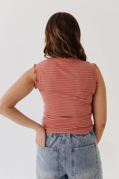 THE ALEXIS FRILL TANK IN TERRACOTTA