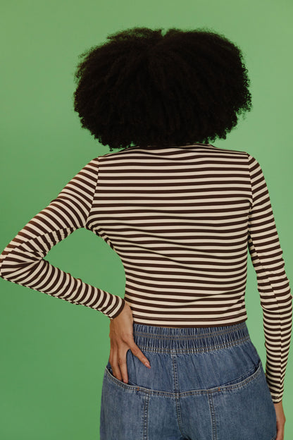 THE KELLY STRIPED TOP IN BROWN
