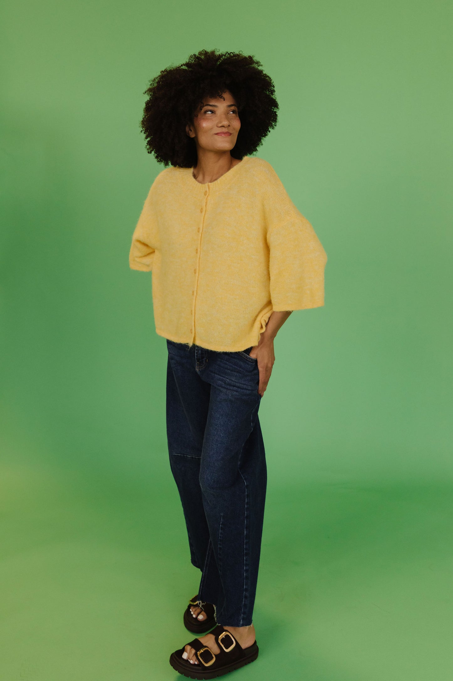 THE KATELYNN KNIT CARDIGAN IN YELLOW