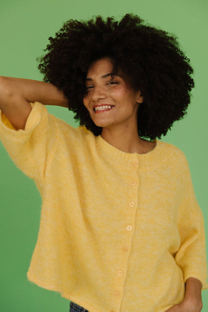 THE KATELYNN KNIT CARDIGAN IN YELLOW