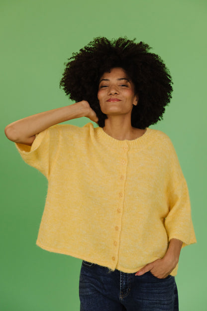 THE KATELYNN KNIT CARDIGAN IN YELLOW