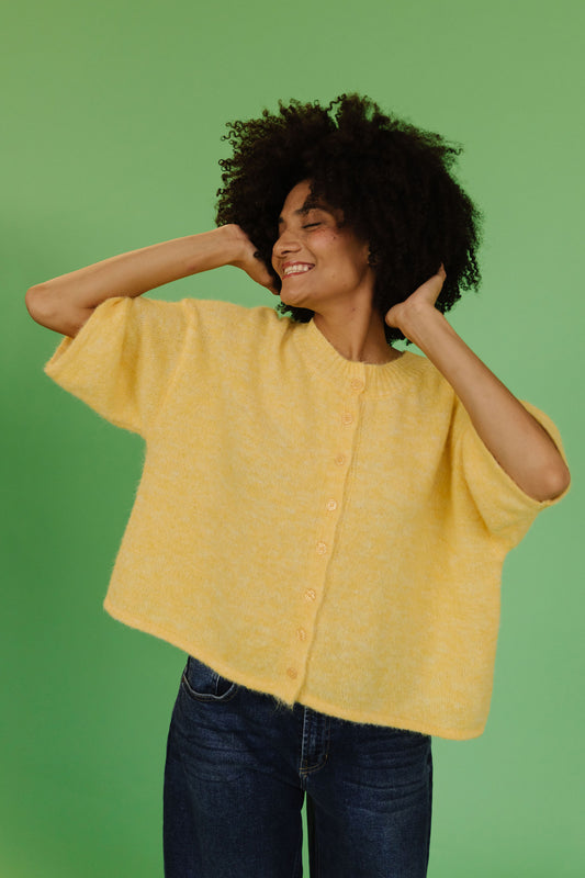 THE KATELYNN KNIT CARDIGAN IN YELLOW