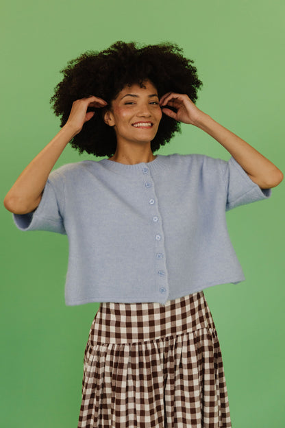 THE KATELYNN KNIT CARDIGAN IN PALE BLUE