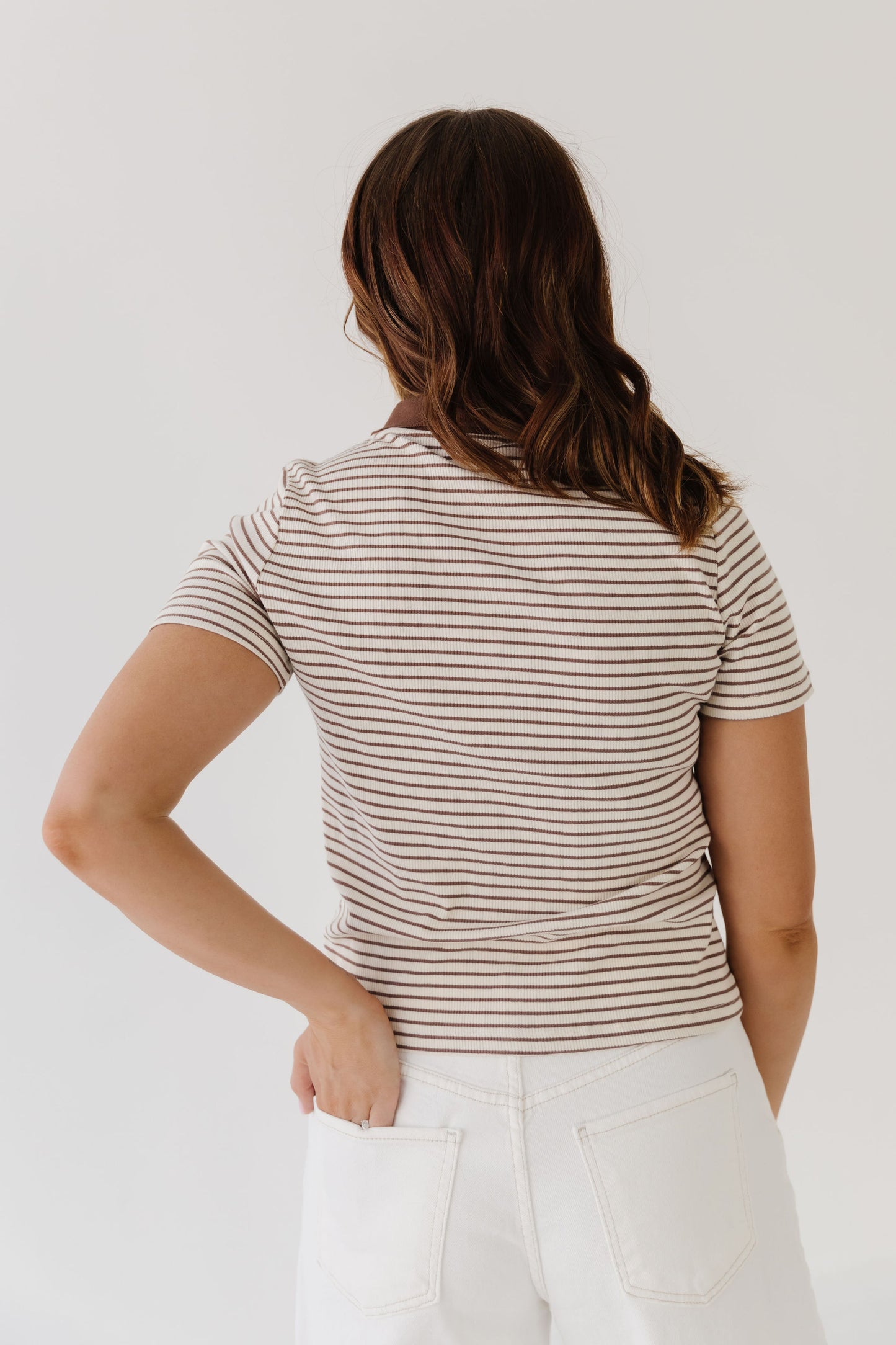 THE TABITHA STRIPED POLO IN BEIGE