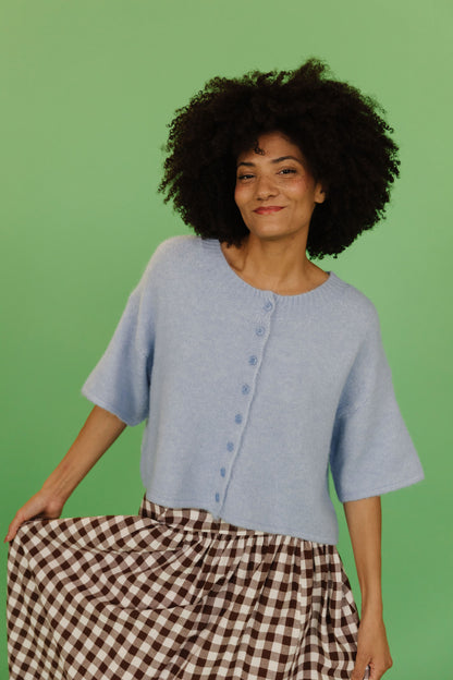 THE KATELYNN KNIT CARDIGAN IN PALE BLUE