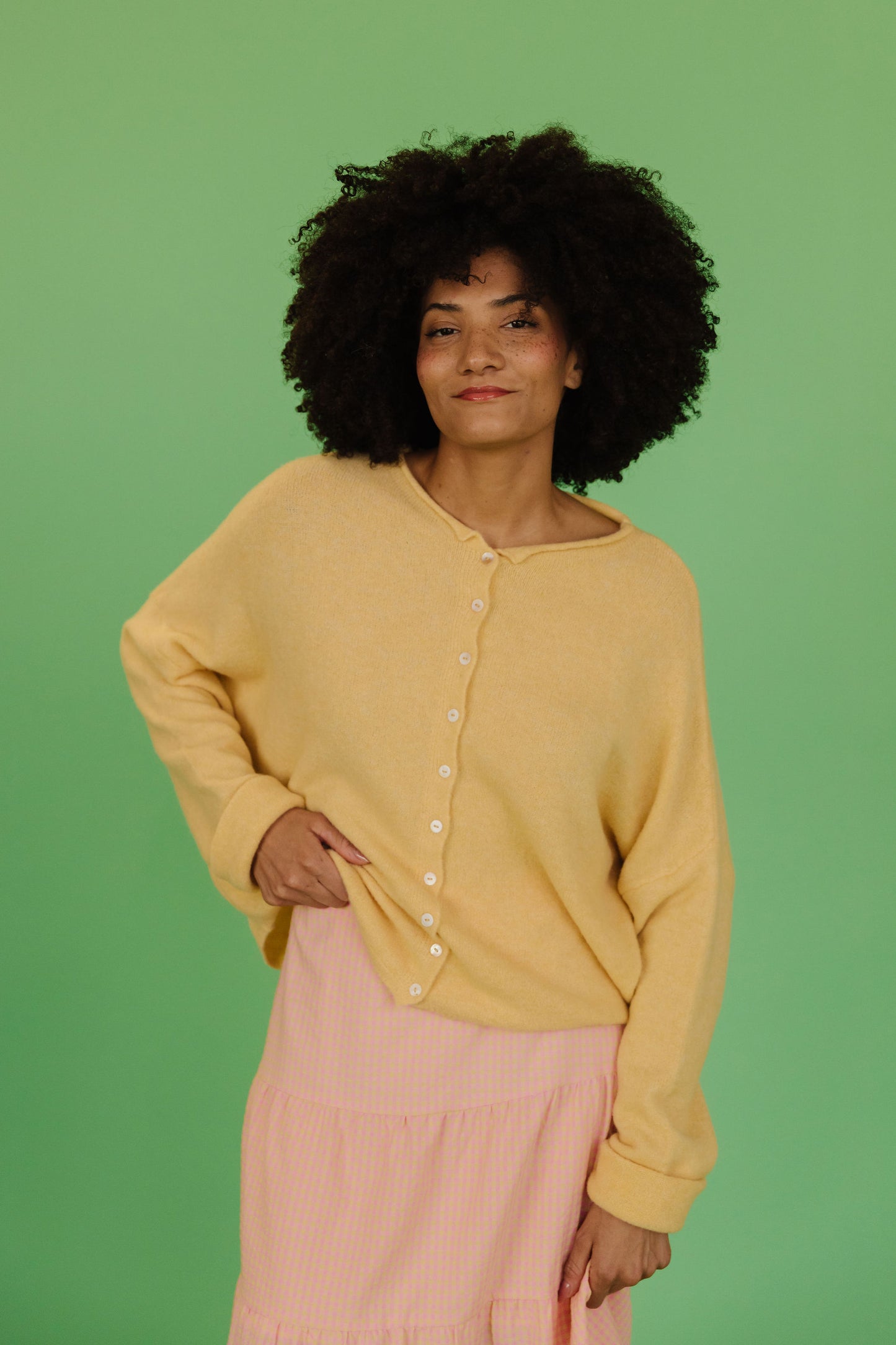 THE CAMPBELL CARDIGAN IN BUTTERCREAM YELLOW
